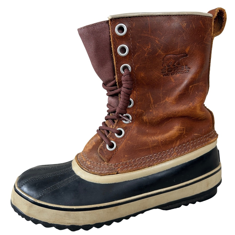 Sorel 1964 Waterproof Leather Winter Snow Boots 9 Brown Duck Boot winter‎ rain